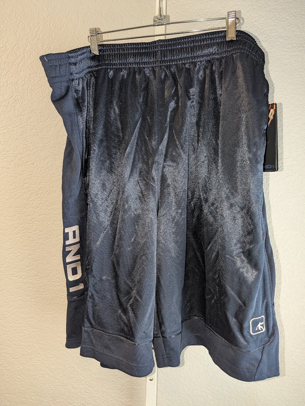 AND1 Men's Dazzle Basketball Shorts Size 3XL Navy Blue Shiny Athletic Gym
